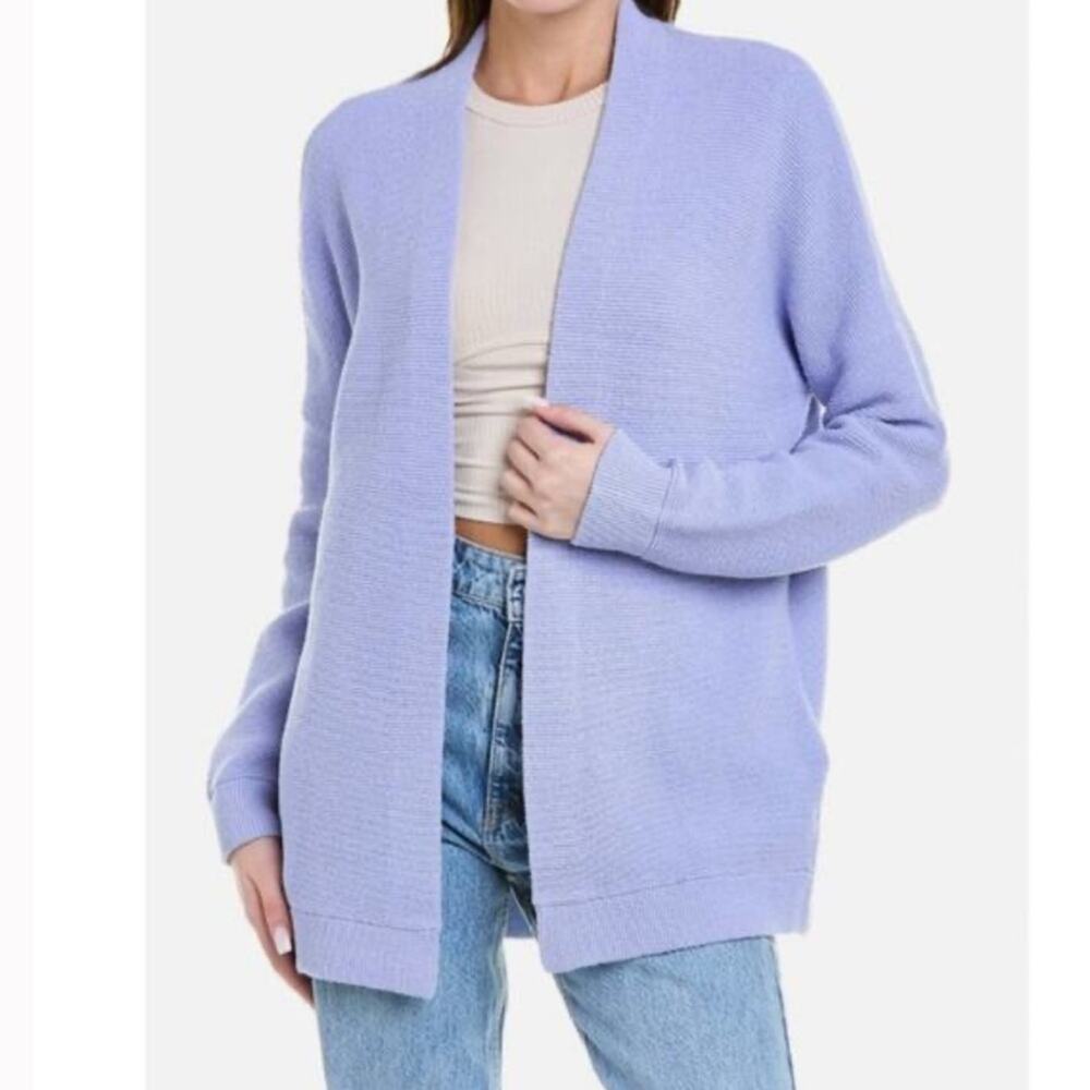 Free People Ottoman Knit Open Front Cardigan Sweater Small Serenity Purple Boho